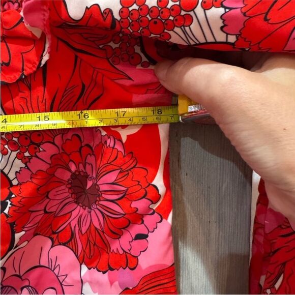 Anthropologie Stellah Red and Pink Floral Blouse - Picture 3 of 7